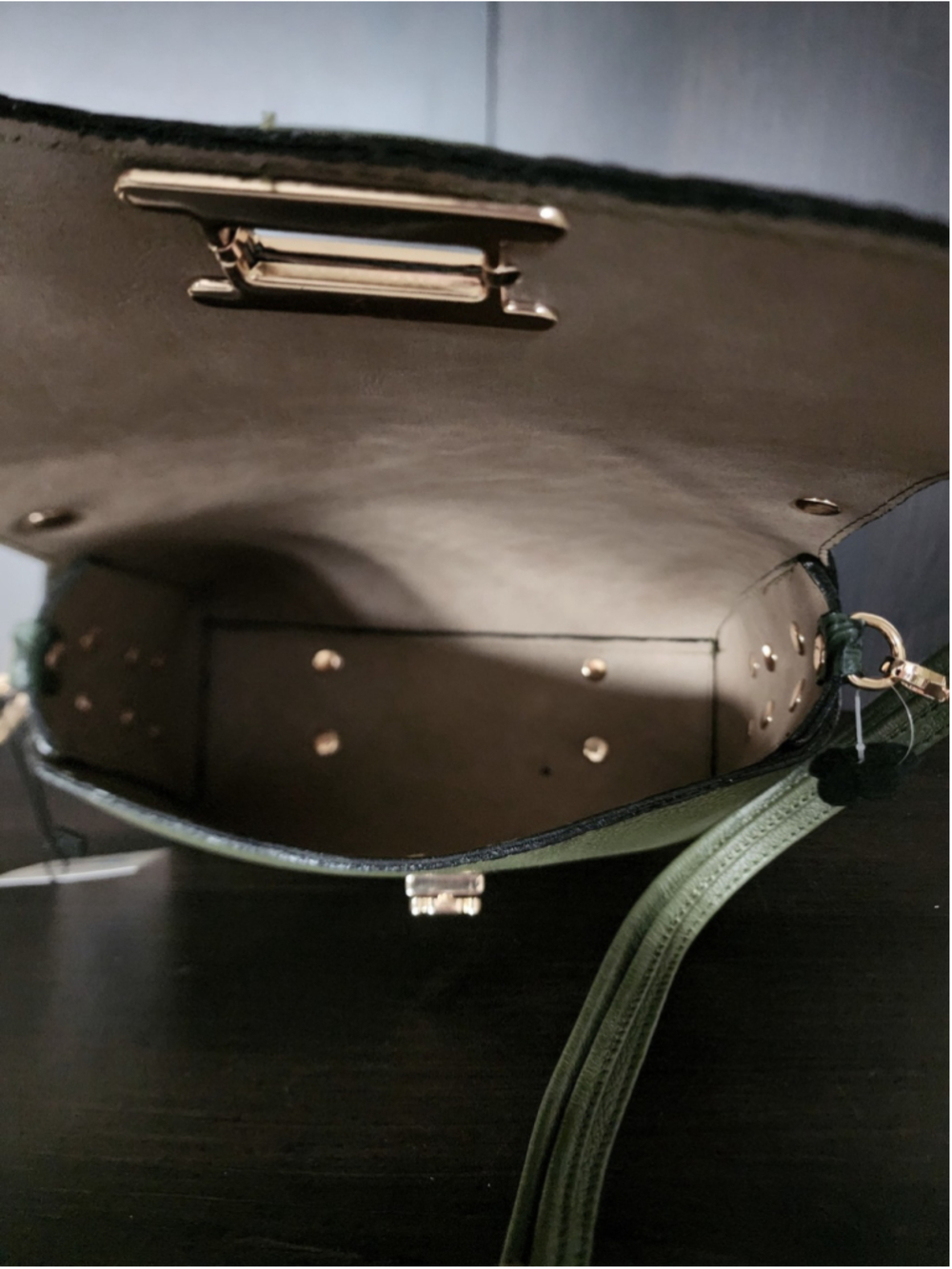 Forest Green Floral Studded Embossed Artisan LEATHER Purse Handbag Crossbody Bag - Picture 11 of 16